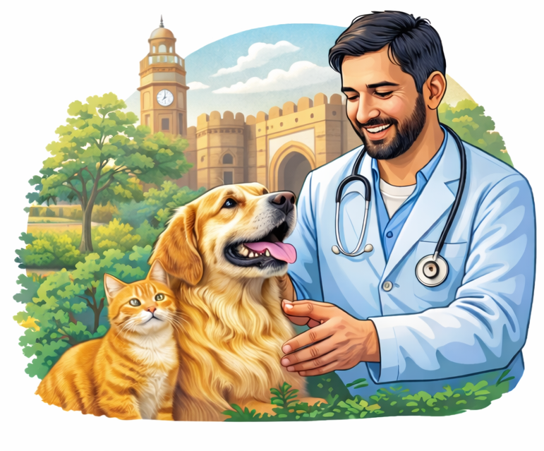 Illustration of a veterinary consultation highlighting preventive pet health care in Multan
